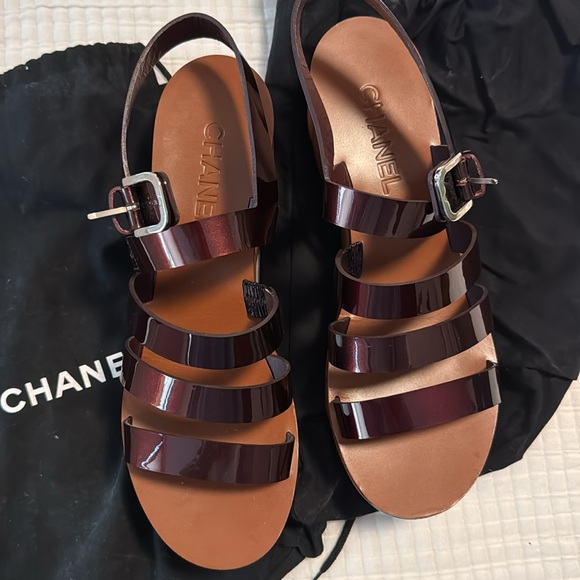 Chanel Patent Leather Slingback Sandals - Picture 8 of 9
